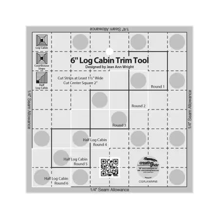 Creative Grids Quilt Ruler 6in Log Cabin Trim Tool