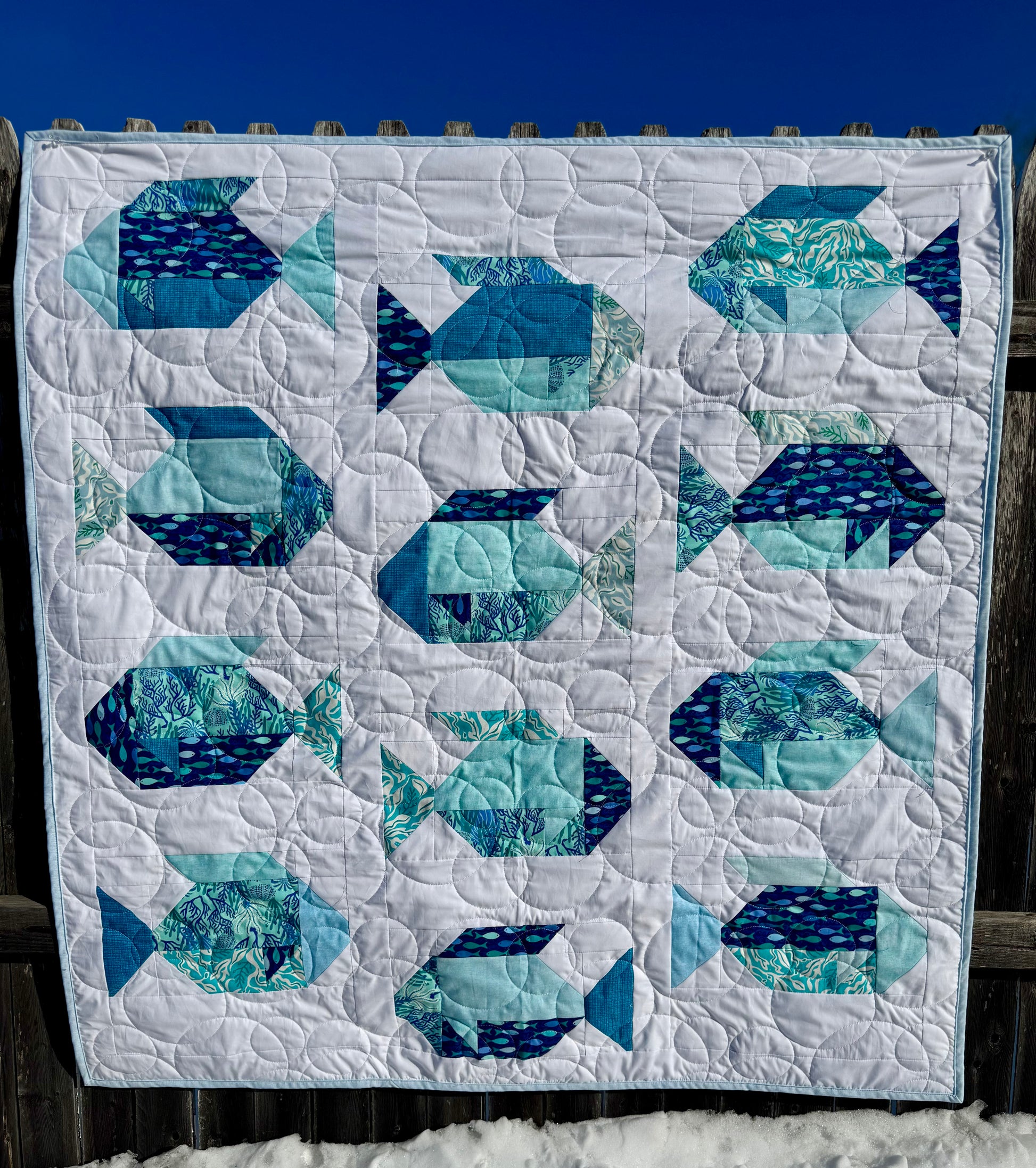 Fish Quilt Kit Quilt Size: Quilt Size: 45” x 48” Kit Only Pattern Sold Separately