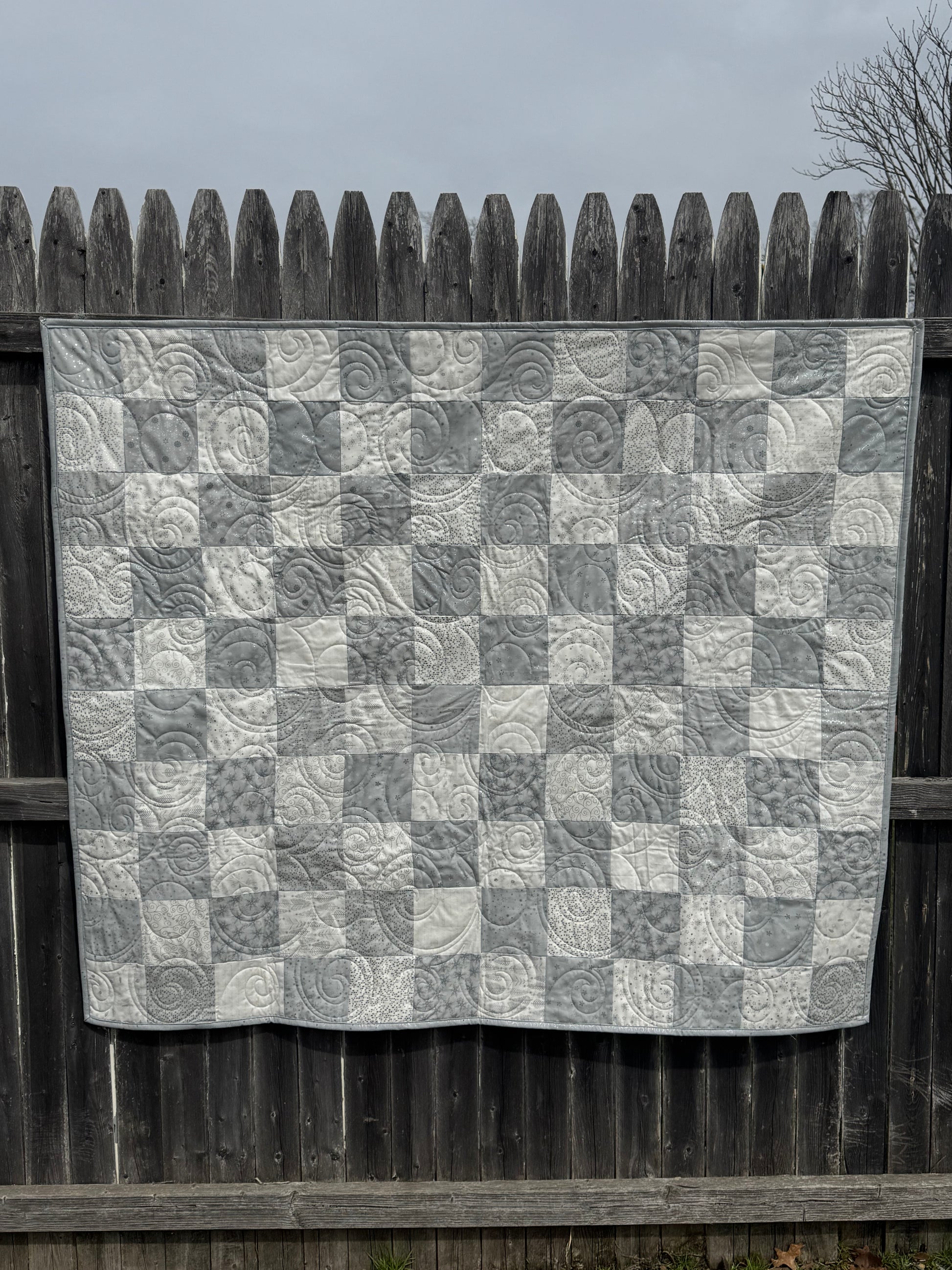 Silver & White Quilt Aprox 50x50"