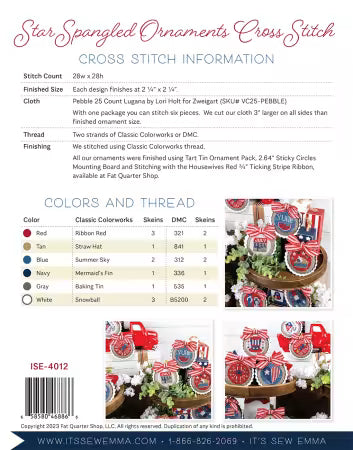 Star Spangled Ornaments Cross Stitch Pattern