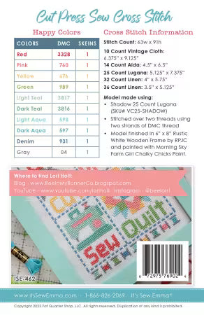 Cut Press Sew Cross Stitch Pattern Lori Holt