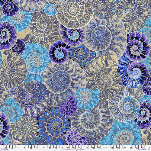 Pre Order Ships August 2024 Free Spirit Kaffe Fassett By The 1/2 Yard Ammonites - Blue