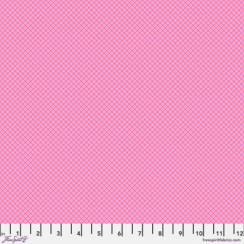 Tula Pink NEW True Colors Pre Order Ship April 2025 By The 1/2 Yard On the Grid - Bubblegum