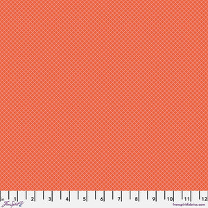 Tula Pink NEW True Colors Pre Order Ship April 2025 By The 1/2 Yard On the Grid - Salmon