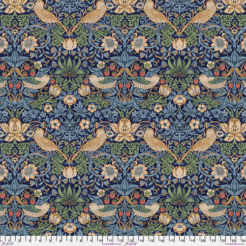 Free Spirit William Morris Fabric By The 1/2 Yard  Strawberry Thief - Navy || Morris & Co.