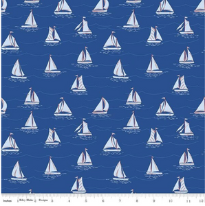 Pre Order Ships In March 2025 Riley Blake By The 1/2 Yard Yacht Club Sailboats Blue