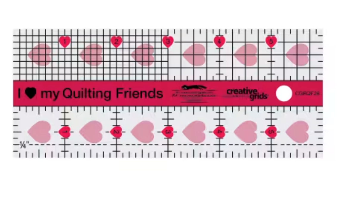 Creative Grids I Love My Quilt Friends Mini Quilt Ruler 2-1/2in x 6in