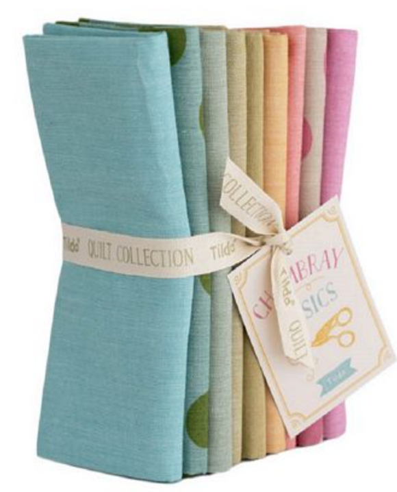 Tilda Seasonal Chambray FQB 9pc 20x22in Spring Pastels Quilt Fabrics