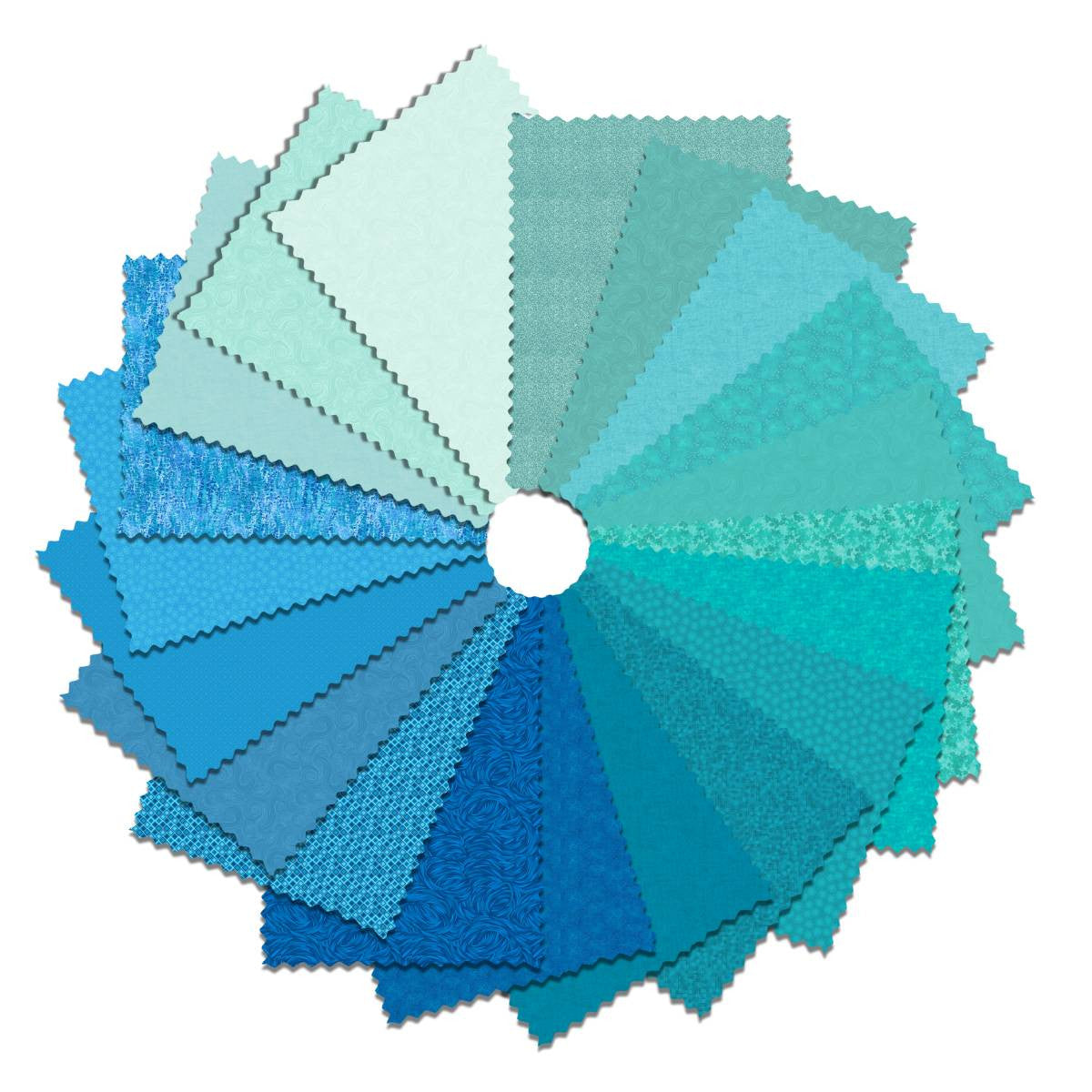 5"  Charm Pack 42 Squares Turquoise Waves