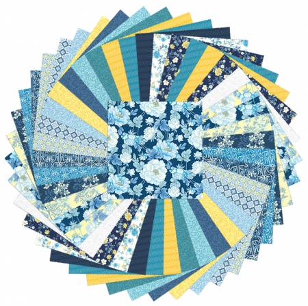 Veranda: 10" x 10" Squares - 42 piece Fabric Square Pack by Martha Campbell Pullen of Rockstar Sewing for Benartex