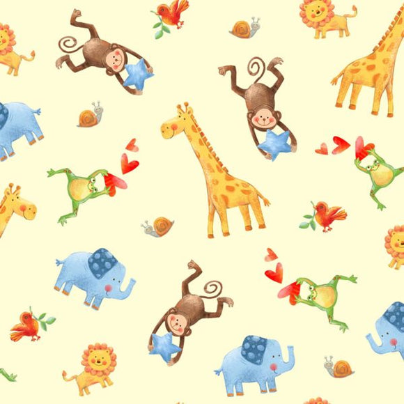 Oasis Fabrics Wee Ones Baby Fabric By The 1/2 Yard Jungle Animals