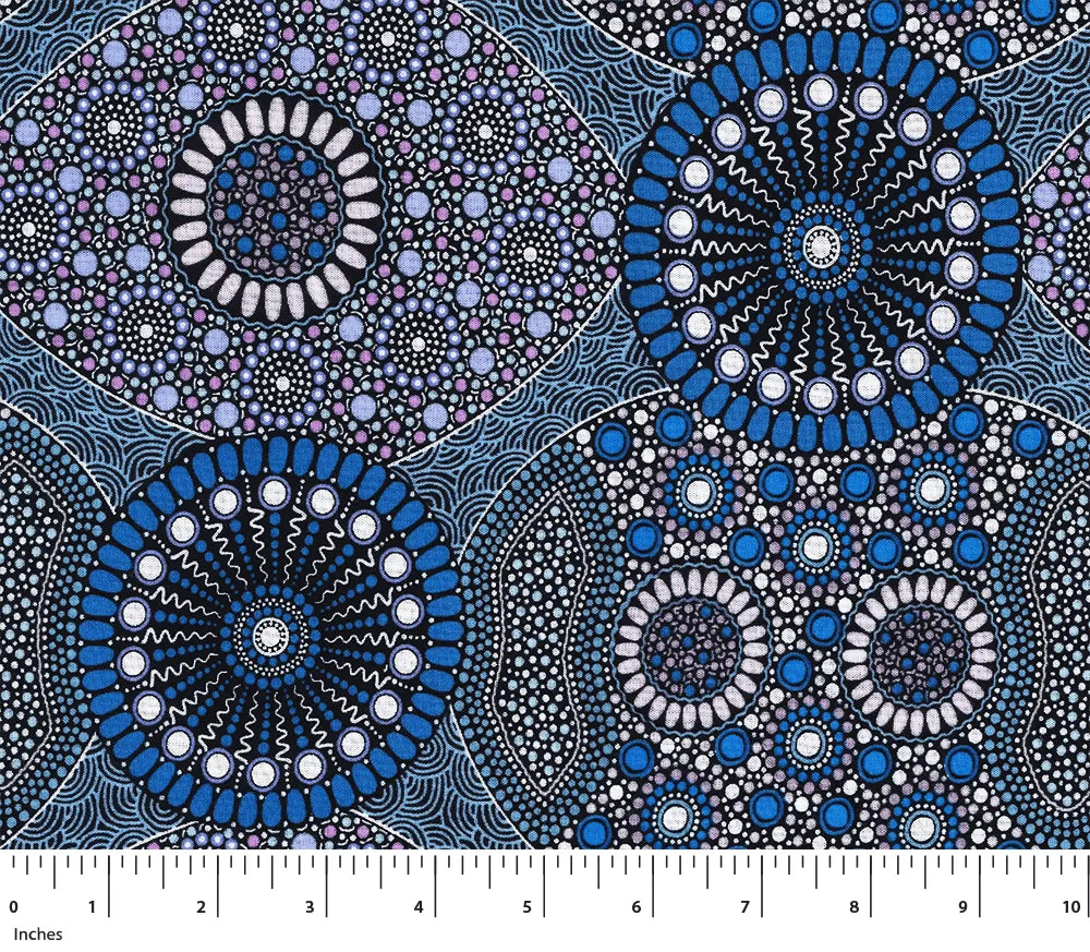 Wild Bush Banana & Tomato Blue by Marlene Doolan Rayon