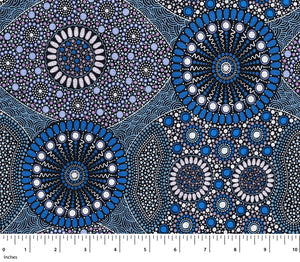 Wild Bush Banana & Tomato Blue by Marlene Doolan Rayon By The 1/2 Yard