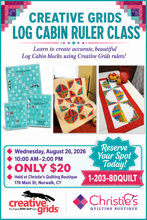08/26/2026 Log Cabin Quilt Block Class 10-2 Class By Regina