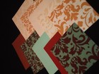 100 Pre Cut 4" Quilting Fabric Squares Brown & Green Damask