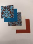 100 Pre Cut 4" Quilting Fabric Squares Brown Turquoise Damask