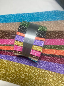 20 Strips 2.5" Jelly Rolls Fabric Squares Pre Cut Quilting Swirl Rainbow