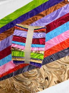 20 Strips 2.5" Jelly Rolls Fabric Squares Pre Cut Quilting Rainbow Waves