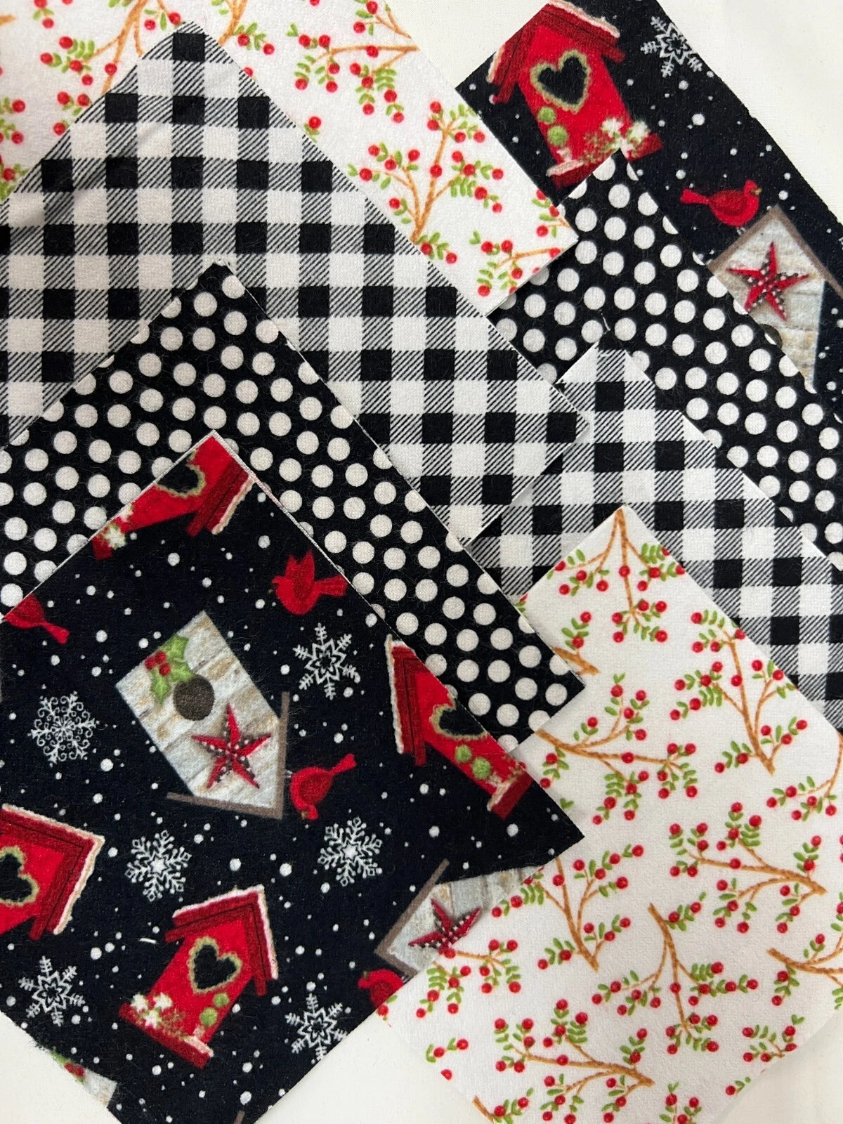 32 Pre Cut 5" Quilting Fabric Squares Flannel Cardinal