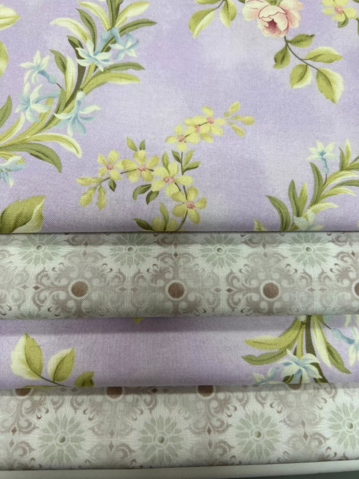 16 Pre Cut 10" Quilting Fabric Squares Simple Blossoms