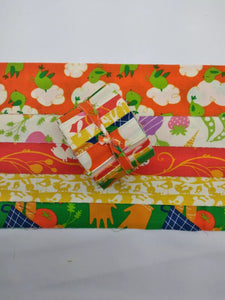 20 Strips 2.5" Jelly Rolls Fabric Squares Pre Cut Quilting Bunny Garden