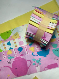 20 Strips 2.5" Jelly Rolls Fabric Squares Pre Cut Quilting Tea For Two