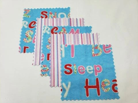 32 Pre Cut 5" Quilting Fabric Squares Flannel Sleepy Time