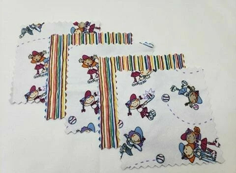 32 Pre Cut 5" Quilting Fabric Squares Flannel Kids At Play