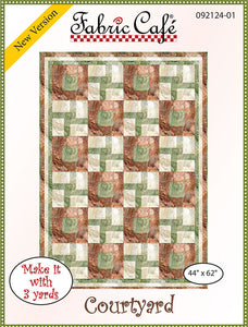 Fabric Cafe Quilt Pattern Courtyard Make it with 3 yards! 44"x62" FREE SHIPPING