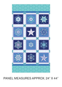 Amanda Murphy Christmas Winter Jewels 100% Cotton Snowflake Panel Blue 24 x44"