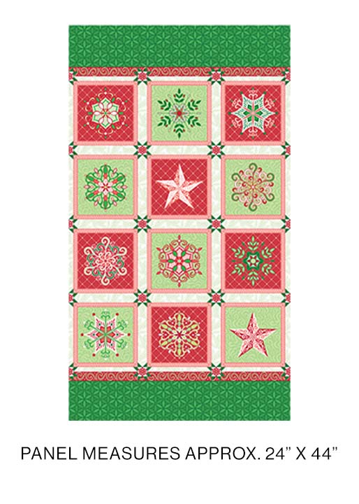 Amanda Murphy Christmas Holiday Jewels 100% Cotton SNOWFLAKE PANEL MULTI 24x44