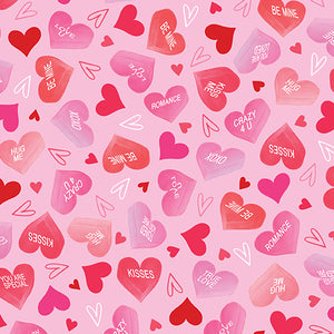 Benartex Be My Gnomie By The 1/2 Yard Candy Hearts Light Pink