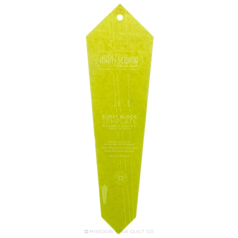 Man Sewing Burst Block Template for 10" Squares