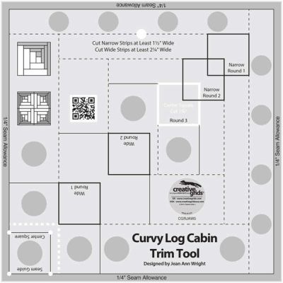 Creative Grids Curvy Log Cabin Trim Tool 8in Finished Blocks CGRJAW5