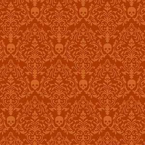 Halloween By The 1/2 Yard Studio E Fabrics Quilting Fabric Spooky Night - Orange Damask