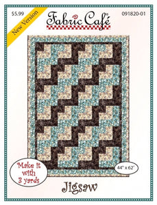 Fabric Cafe Quilt Pattern Jigsaw Make it with 3 yards! 44"x62" FREE SHIPPING