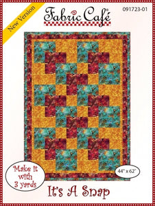 Fabric Cafe Quilt Pattern It's A Snap Make it with 3 yards! 44"x62" FREE SHIPPING