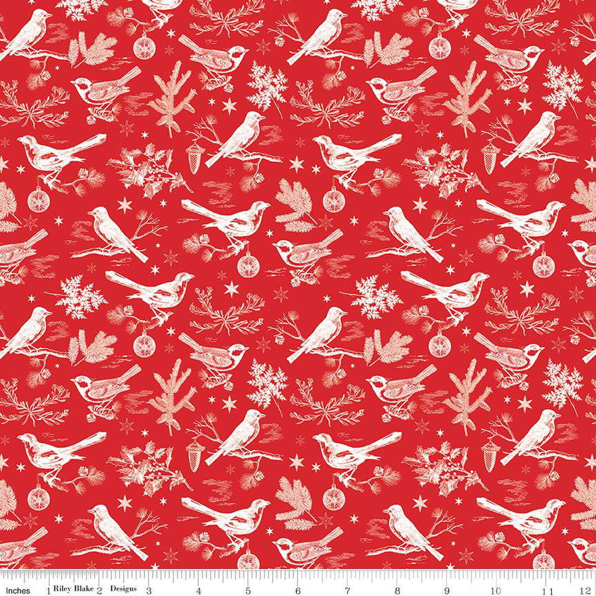 Riley Blake Vintage Peace on Earth Birds Red
