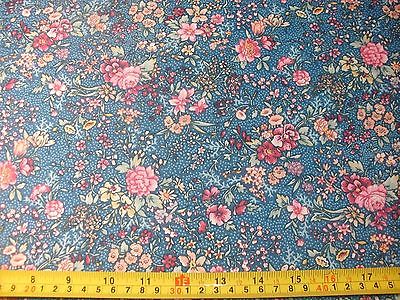Quilting Fabric By The 1/2 Yard Blue Flowers Concord House