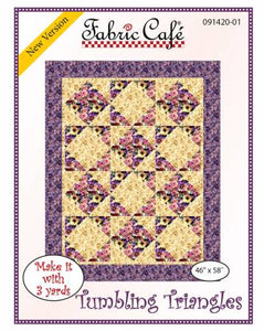 Fabric Cafe Quilt Pattern TUmbling Triangles Make it with 3 yards! 46"x58" FREE SHIPPING
