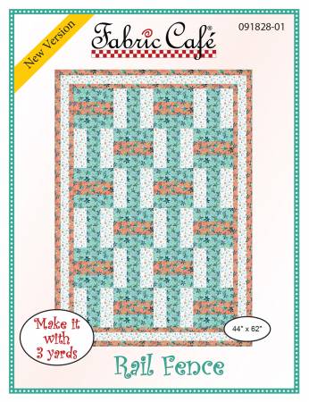 Fabric Cafe Quilt Pattern Rail Fence Make it with 3 yards! 44"x62" FREE SHIPPING