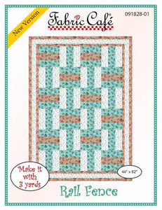 Fabric Cafe Quilt Pattern Rail Fast Make it with 3 yards! 44"x62" FREE SHIPPING
