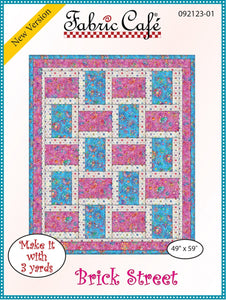 Fabric Cafe Quilt Pattern Brick Street Make it with 3 yards! 43x57" FREE SHIPPING