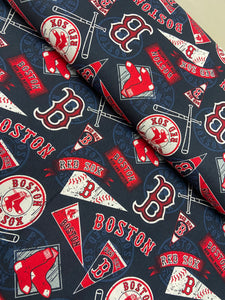54" MLB Boston Red Sox Blue Fabric By The 1/2 Yard