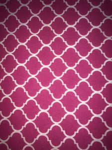 Quilting Fabric By The 1/2 Yard Mini Quatrafoil White On Flamingo Pink