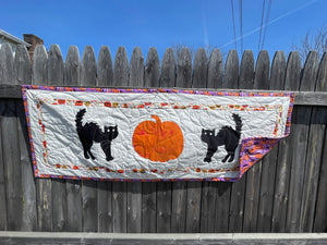 Halloween Cats and Pumpkins Table Runner  18" x 48"