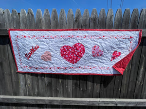 Valentine's Hearts Table Runner  18" x 48"