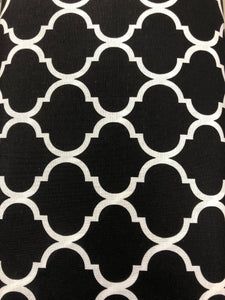 Quilting Fabric By The 1/2 Yard Quatrefoil White On Black