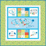 The Our Little Band Panel Quilt Boxed Kit Fabric featured is Our Little Band. Pattern is by the RBD Designers Riley Blake Finished size is 50" x 51". Quilt kit comes in a Crayola box.