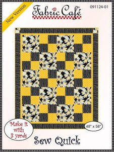 Fabric Cafe Quilt Pattern Sew Quick Make it with 3 yards! 48"x58" FREE SHIPPING